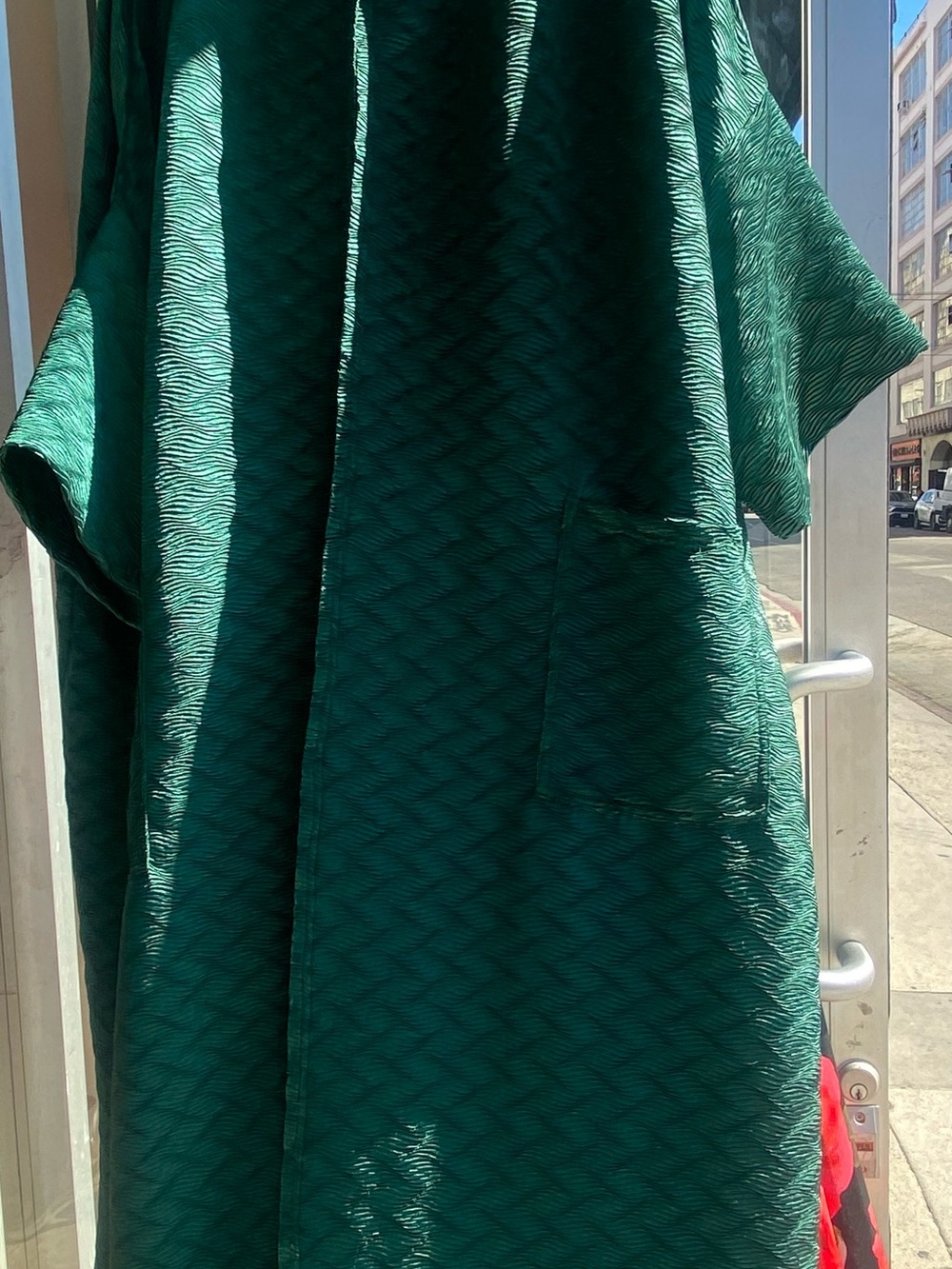 Women’s Textured Emerald Green Open Coat
